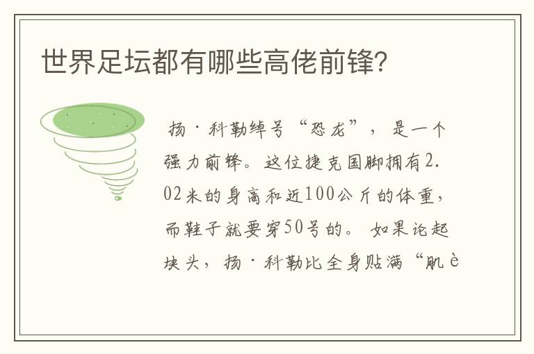 世界足坛都有哪些高佬前锋?