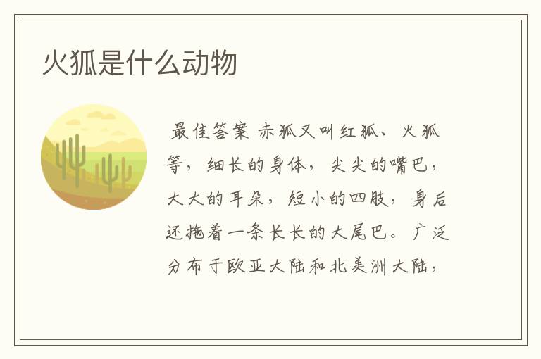火狐是什么动物