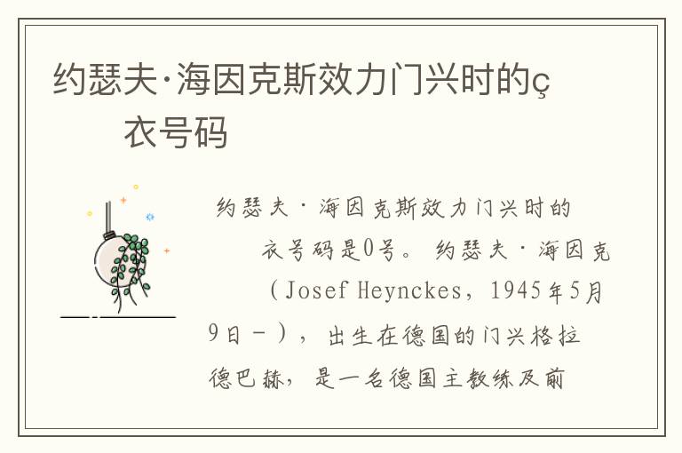 约瑟夫·海因克斯效力门兴时的球衣号码