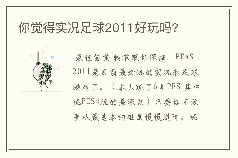 你觉得实况足球2011好玩吗?