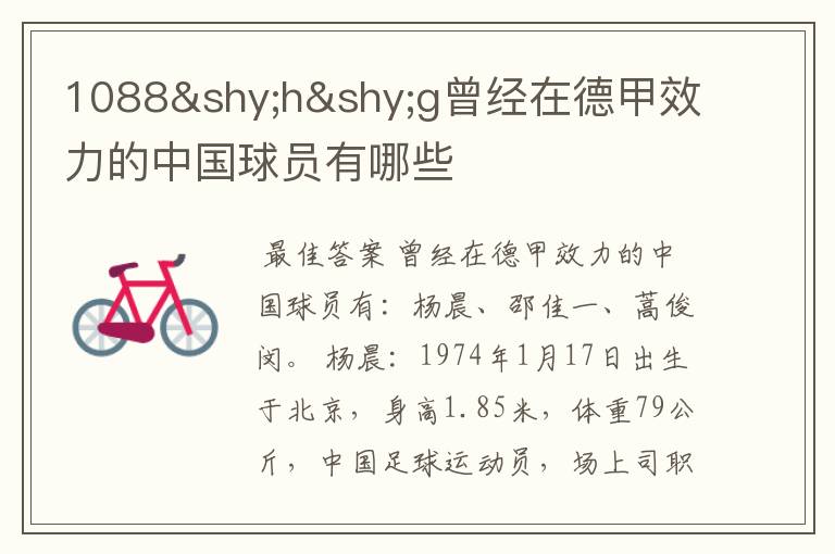 1088hg曾经在德甲效力的中国球员有哪些