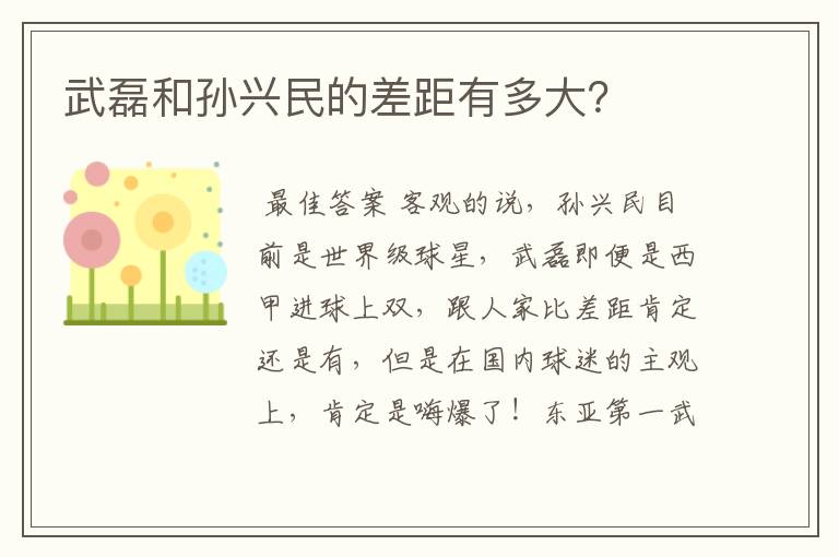 武磊和孙兴民的差距有多大?