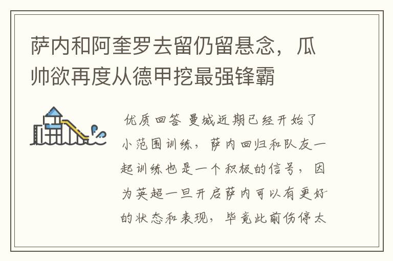萨内和阿奎罗去留仍留悬念,瓜帅欲再度从德甲挖最强锋霸