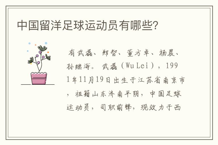 中国留洋足球运动员有哪些?