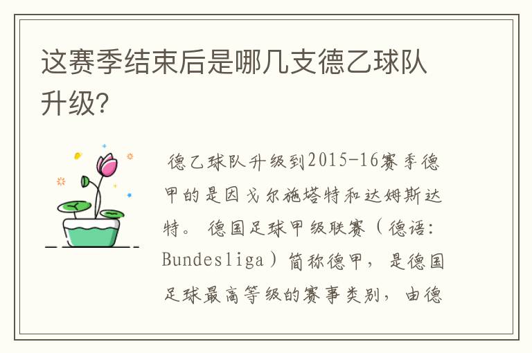 这赛季结束后是哪几支德乙球队升级?