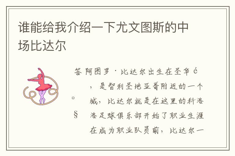 谁能给我介绍一下尤文图斯的中场比达尔