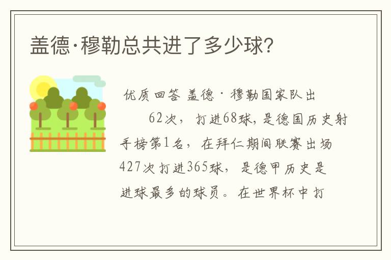 盖德·穆勒总共进了多少球?