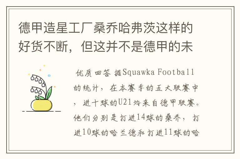 德甲造星工厂桑乔哈弗茨这样的好货不断,但这并不是德甲的未来