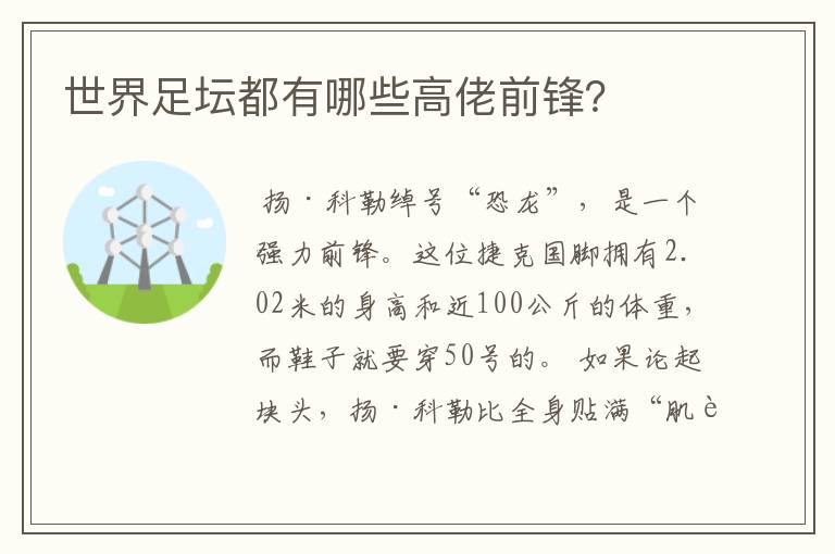 世界足坛都有哪些高佬前锋?