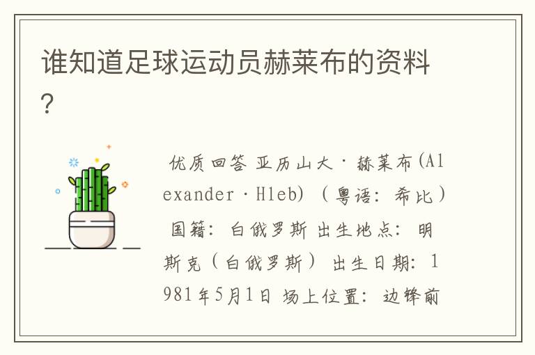 谁知道足球运动员赫莱布的资料?