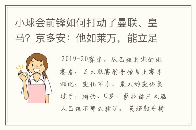 小球会前锋如何打动了曼联、皇马?京多安:他如莱万,能立足big6