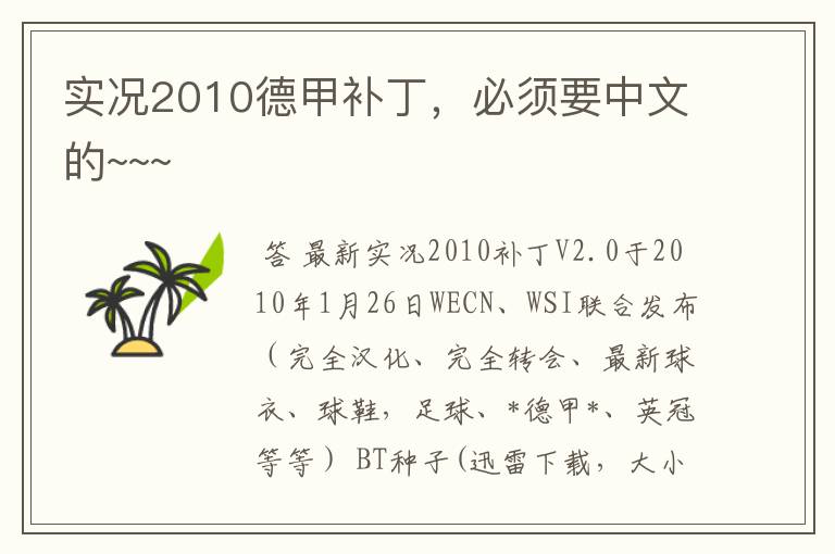 实况2010德甲补丁,必须要中文的~~~