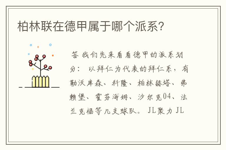 柏林联在德甲属于哪个派系?