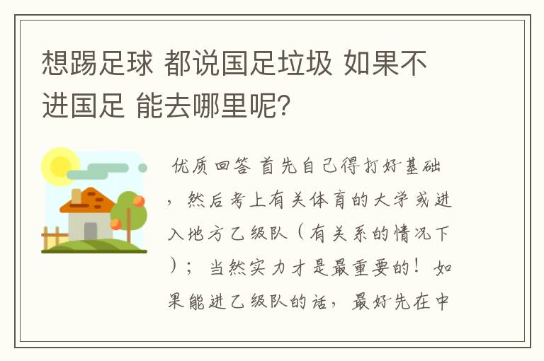 想踢足球 都说国足垃圾 如果不进国足 能去哪里呢?
