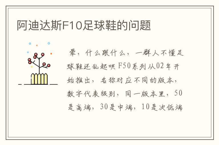 阿迪达斯F10足球鞋的问题