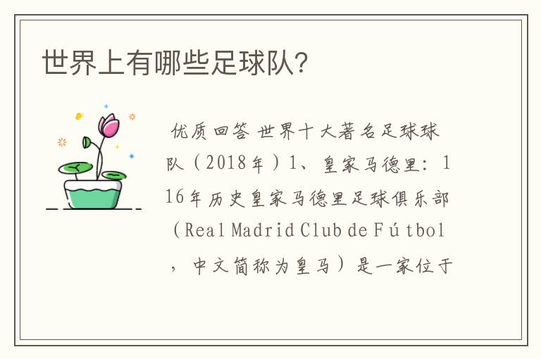 世界上有哪些足球队?