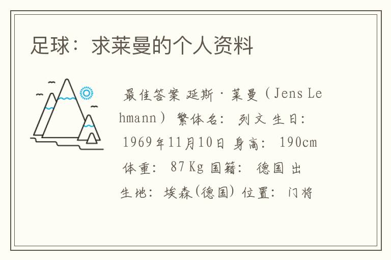 足球:求莱曼的个人资料