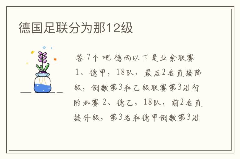 德国足联分为那12级