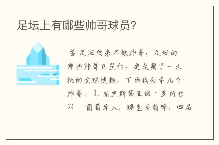 足坛上有哪些帅哥球员?
