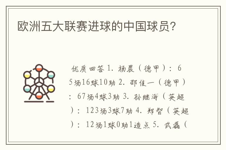 欧洲五大联赛进球的中国球员?