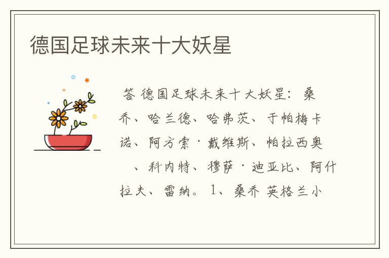 德国足球未来十大妖星