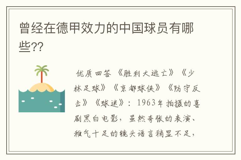 曾经在德甲效力的中国球员有哪些??