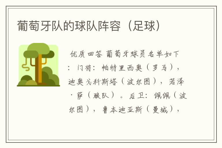 葡萄牙队的球队阵容(足球)