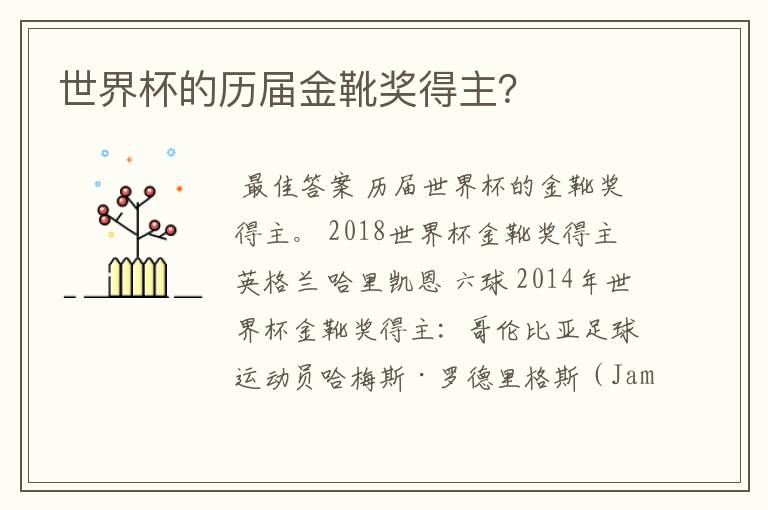 世界杯的历届金靴奖得主?
