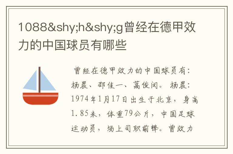 1088hg曾经在德甲效力的中国球员有哪些