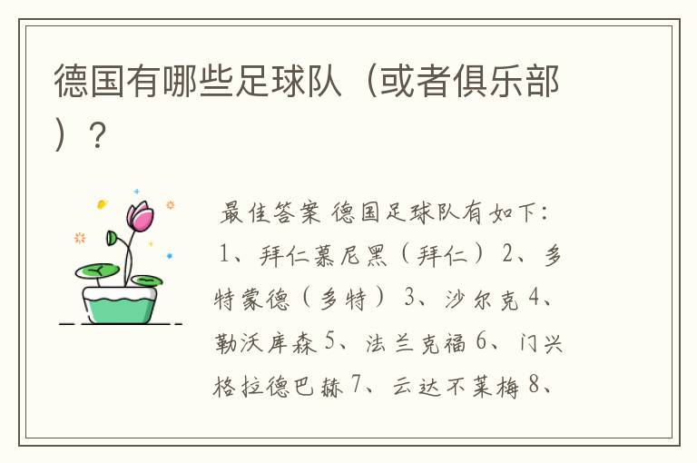 德国有哪些足球队(或者俱乐部)?