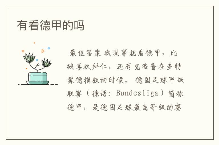 有看德甲的吗