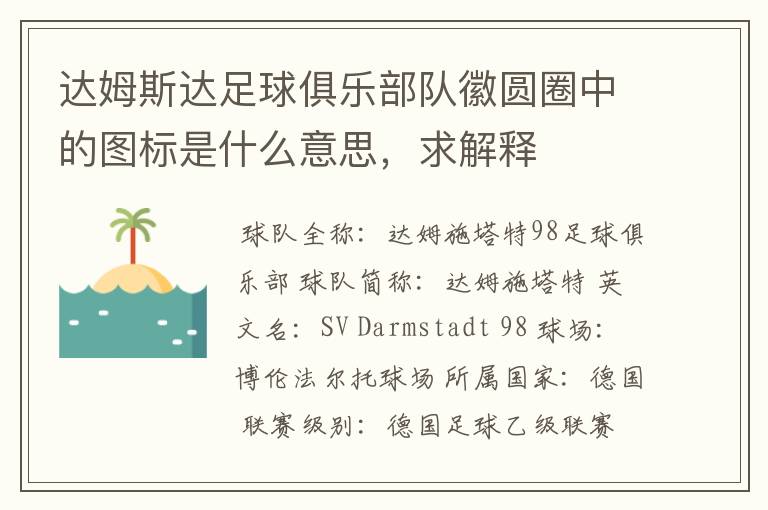 达姆斯达足球俱乐部队徽圆圈中的图标是什么意思,求解释
