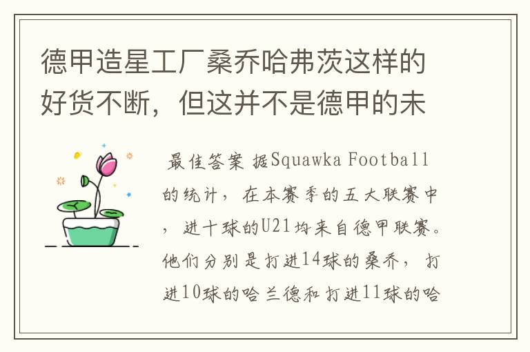 德甲造星工厂桑乔哈弗茨这样的好货不断,但这并不是德甲的未来