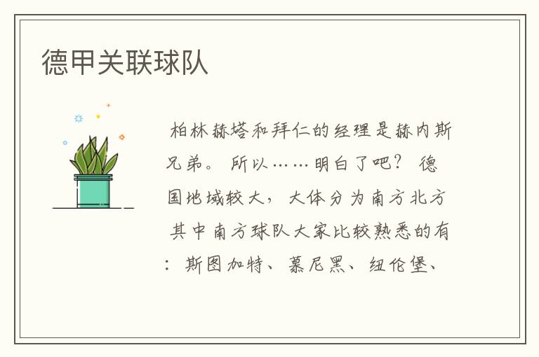 德甲关联球队