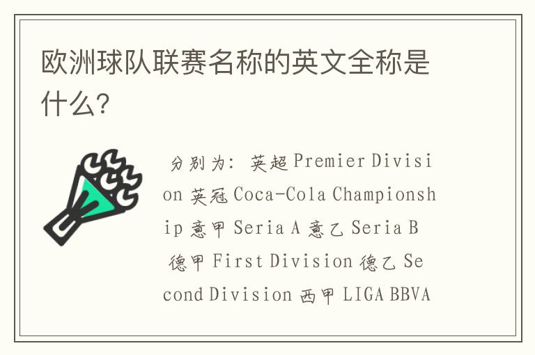 欧洲球队联赛名称的英文全称是什么?