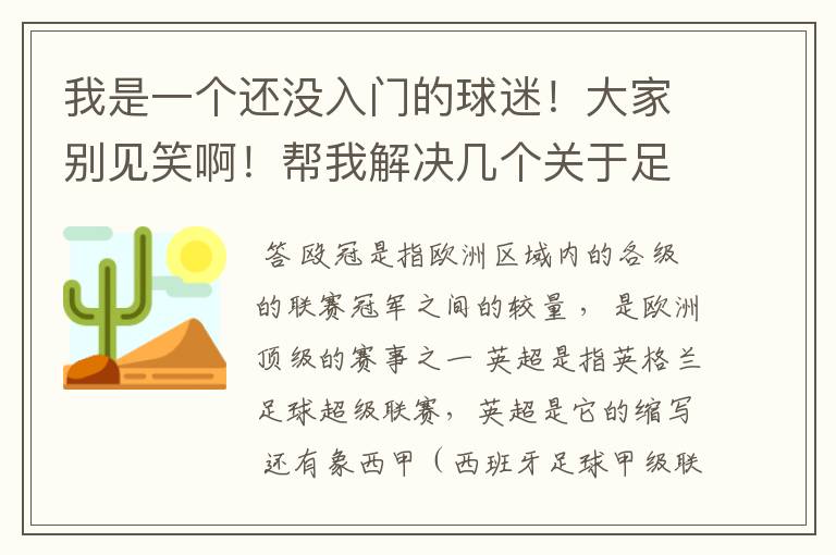 我是一个还没入门的球迷!大家别见笑啊!帮我解决几个关于足球的问题!