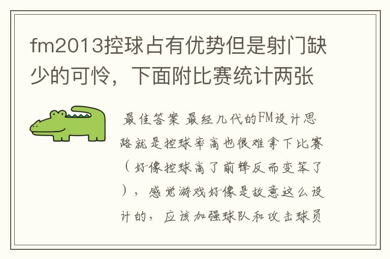 fm2013控球占有优势但是射门缺少的可怜,下面附比赛统计两张,本人切尔西,客场打本菲卡,求高手解答,谢