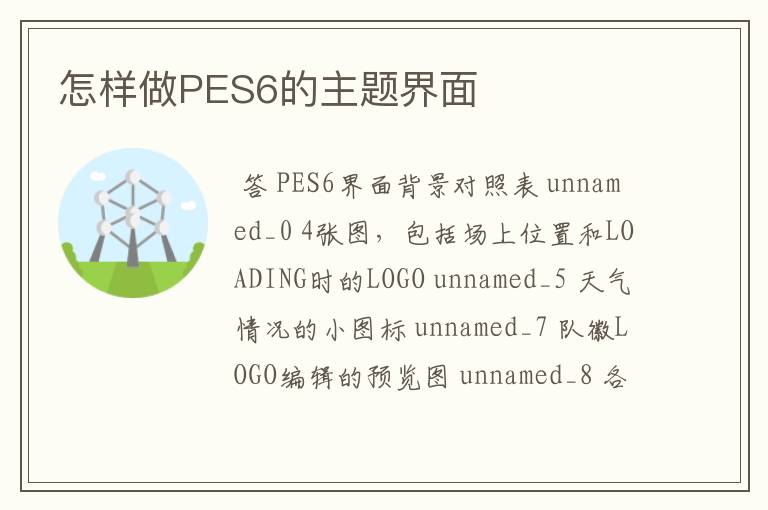 怎样做PES6的主题界面