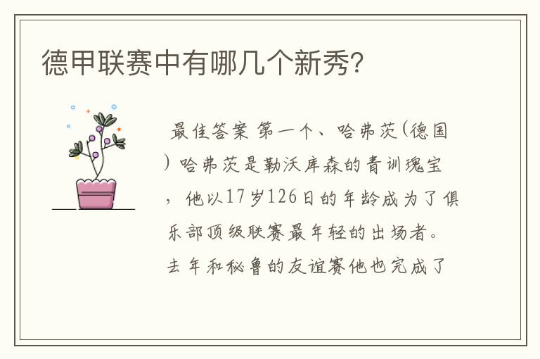 德甲联赛中有哪几个新秀?