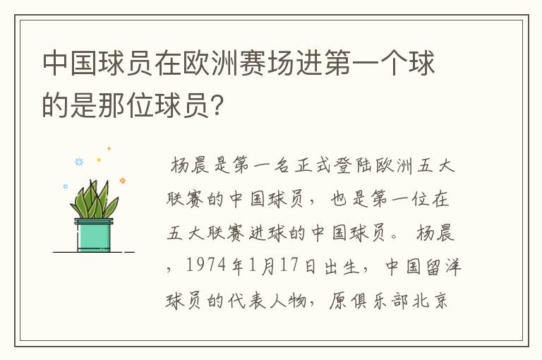 中国球员在欧洲赛场进第一个球的是那位球员?