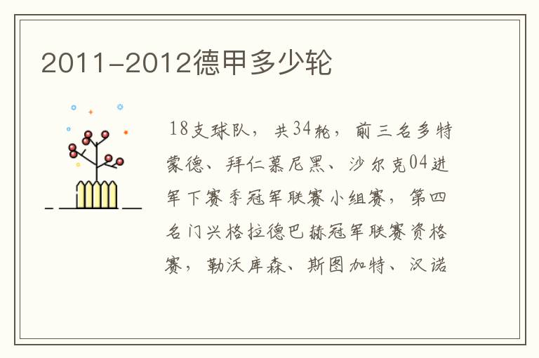 2011-2012德甲多少轮