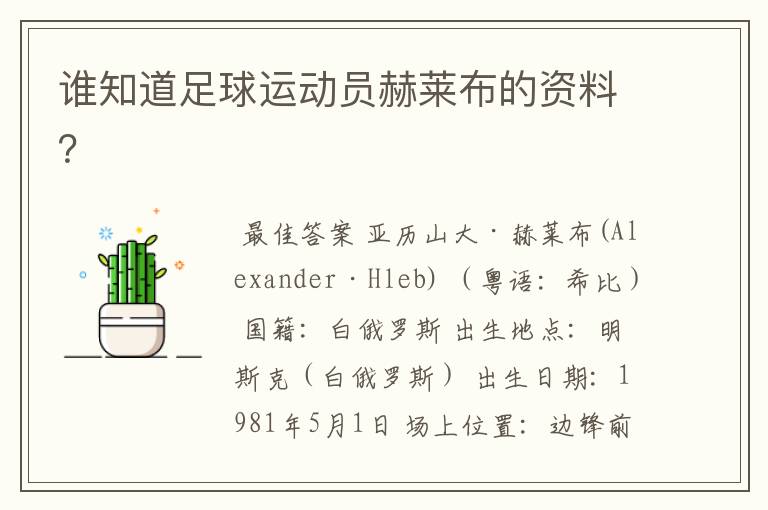 谁知道足球运动员赫莱布的资料?