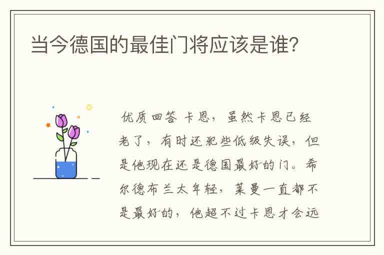 当今德国的最佳门将应该是谁?