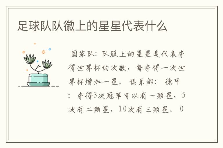 足球队队徽上的星星代表什么