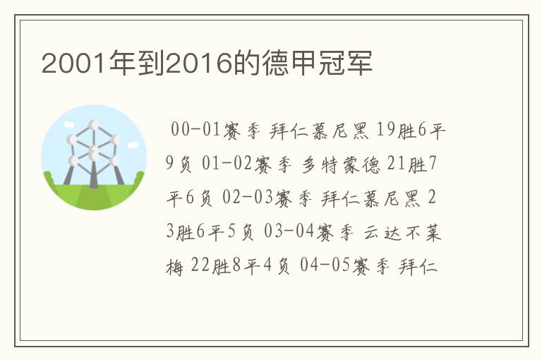 2001年到2016的德甲冠军