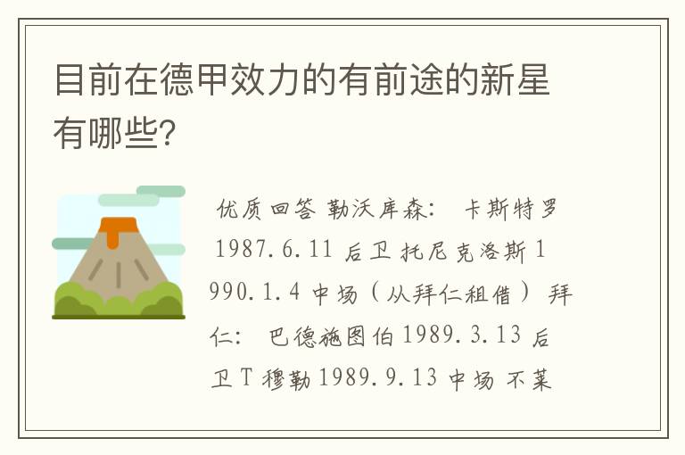 目前在德甲效力的有前途的新星有哪些?