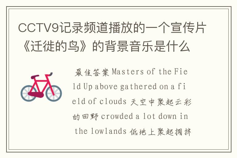 CCTV9记录频道播放的一个宣传片《迁徙的鸟》的背景音乐是什么?