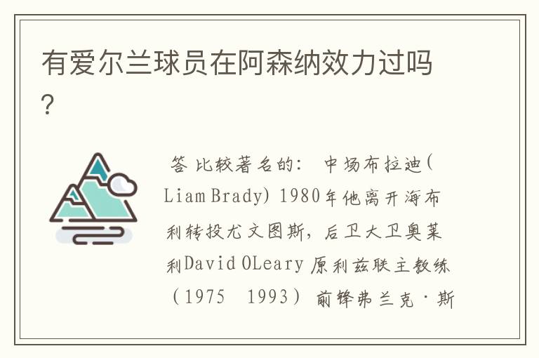 有爱尔兰球员在阿森纳效力过吗?