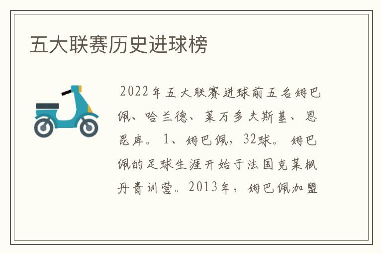 五大联赛历史进球榜