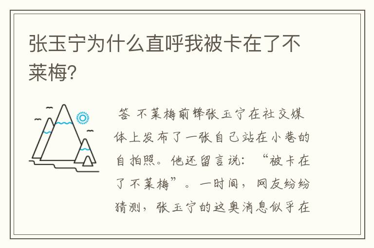 张玉宁为什么直呼我被卡在了不莱梅?